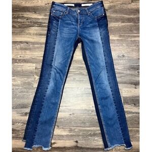 Pilcro Parallel Jeans Anthropologie Women Size 26 Two Tone Raw Hem Denim